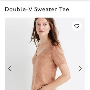 Madewell Peach Knit Double-V Sweater Tee